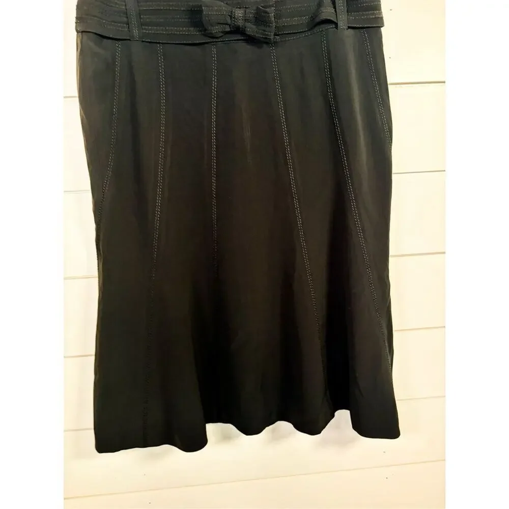 Karen Millen Women's Paneled Bow Belted Flared Hem Mini Skirt Black Size 6